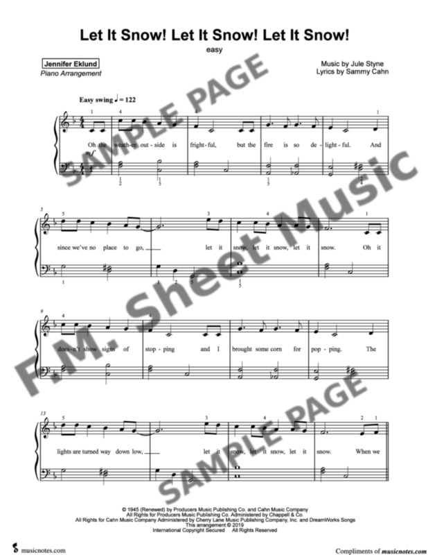 Let It Snow Let It Snow Let It Snow Easy Piano By Sammy Cahn F.M. Sheet Music Pop Arrangements by Jennifer Eklund